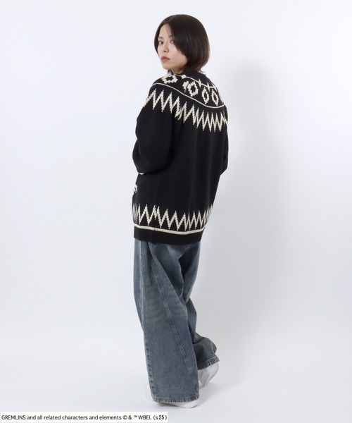 Salong hameu（サロン ハミュー）の「GREMLINS（グレムリン）GIZMOギズモ キャラクタージャガード求心柄ニットセーター メンズ レディース ユニセックス（ニット/セーター・メンズ・ブラック系/ホワイト系・L/M/LL）」の15枚目の写真