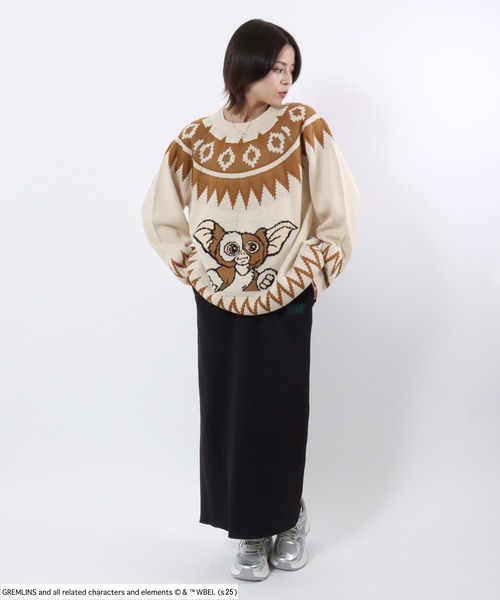 Salong hameu（サロン ハミュー）の「GREMLINS（グレムリン）GIZMOギズモ キャラクタージャガード求心柄ニットセーター メンズ レディース ユニセックス（ニット/セーター・メンズ・ブラック系/ホワイト系・L/M/LL）」の11枚目の写真