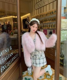 Ritzy（リッツィー）の「フェイクファー ショート丈 ノーカラーコート（ノーカラーコート）」