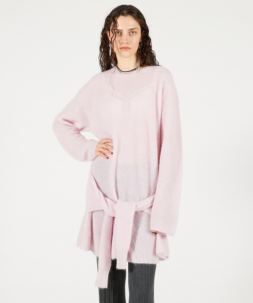 PRANK PROJECT（プランクプロジェクト）の「ノットフロントニットチュニック / Knot Front Knit Tunic（チュニック・レディース・グレー/ブラック/ピンク・FREE）」の3枚目の写真