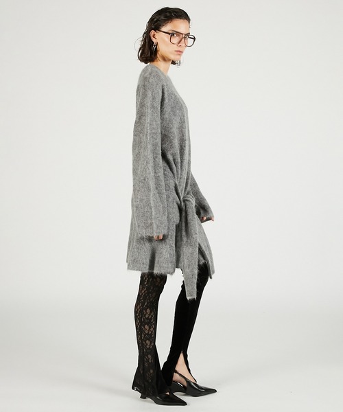 PRANK PROJECT（プランクプロジェクト）の「ノットフロントニットチュニック / Knot Front Knit Tunic（チュニック・レディース・グレー/ブラック/ピンク・FREE）」の17枚目の写真