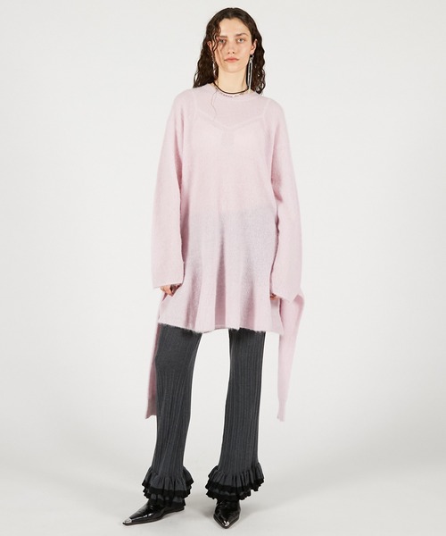 PRANK PROJECT（プランクプロジェクト）の「ノットフロントニットチュニック / Knot Front Knit Tunic（チュニック・レディース・グレー/ブラック/ピンク・FREE）」の4枚目の写真