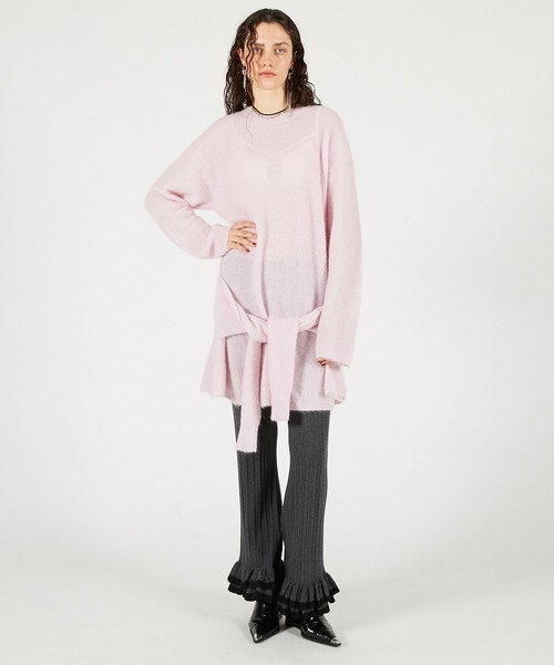 PRANK PROJECT（プランクプロジェクト）の「ノットフロントニットチュニック / Knot Front Knit Tunic（チュニック・レディース・グレー/ブラック/ピンク・FREE）」の5枚目の写真