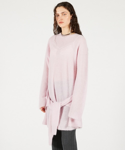 PRANK PROJECT（プランクプロジェクト）の「ノットフロントニットチュニック / Knot Front Knit Tunic（チュニック・レディース・グレー/ブラック/ピンク・FREE）」の7枚目の写真