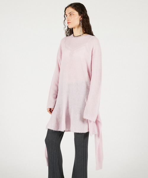 PRANK PROJECT（プランクプロジェクト）の「ノットフロントニットチュニック / Knot Front Knit Tunic（チュニック・レディース・グレー/ブラック/ピンク・FREE）」の8枚目の写真