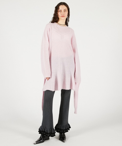 PRANK PROJECT（プランクプロジェクト）の「ノットフロントニットチュニック / Knot Front Knit Tunic（チュニック・レディース・グレー/ブラック/ピンク・FREE）」の6枚目の写真