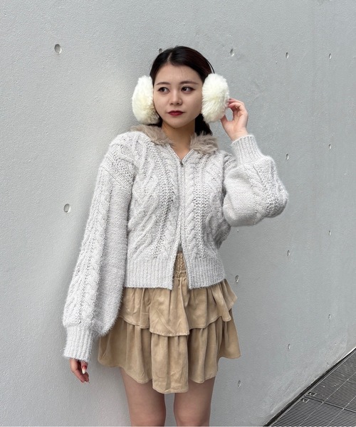 one way(ワンウェイ)の「ファー付きニットパーカー(ニット/セーター・レディース・ピンク/ホワイト/グレー・FREE)」の10枚目の写真