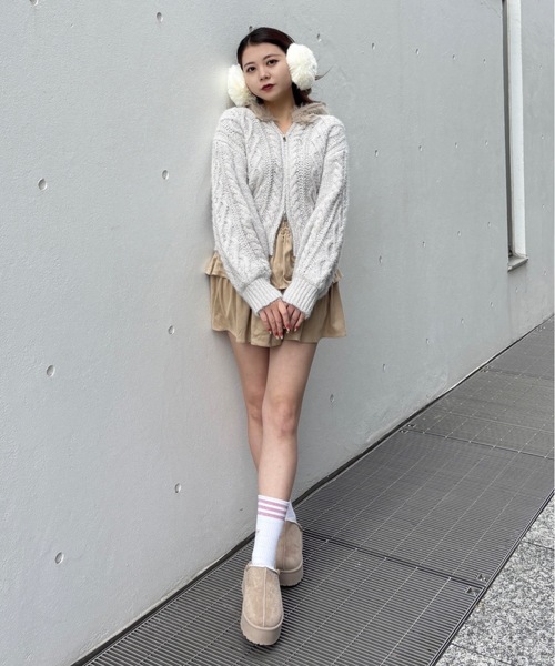 ファー付きニットパーカー（ニット/セーター）｜one way（ワンウェイ