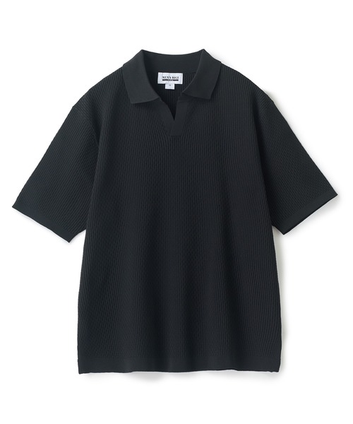 MEN'S BIGI（メンズビギ）の「バンブーリンクス スキッパーニットポロ（ポロシャツ・メンズ・ネイビー/ブラック/グレー/ブラウン・02/04/03）」の2枚目の写真