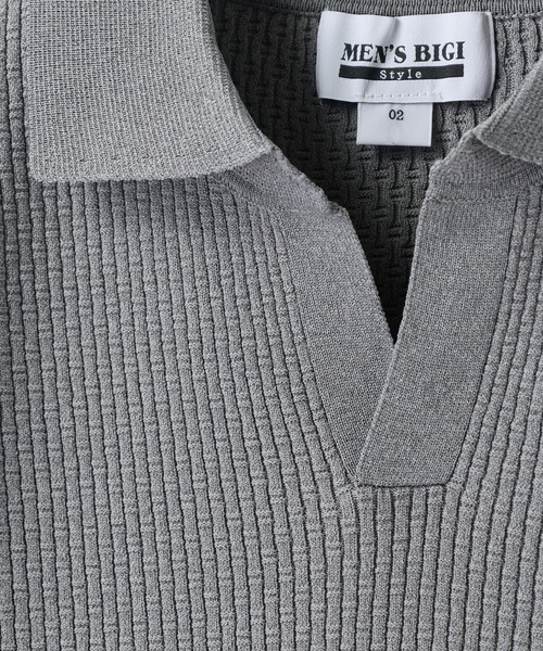 MEN'S BIGI（メンズビギ）の「バンブーリンクス スキッパーニットポロ（ポロシャツ・メンズ・ネイビー/ブラック/グレー/ブラウン・02/04/03）」の5枚目の写真
