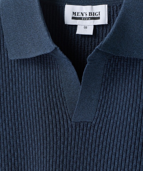 MEN'S BIGI（メンズビギ）の「バンブーリンクス スキッパーニットポロ（ポロシャツ・メンズ・ネイビー/ブラック/グレー/ブラウン・02/04/03）」の12枚目の写真