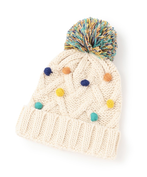 sense of wonder（センスオブワンダー）の「ポコポコニット帽子（ニットキャップ/ビーニー・キッズ・ホワイト系/ネイビー/ブルーグリーン・52-56cm/S(48-52cm)）」の5枚目の写真