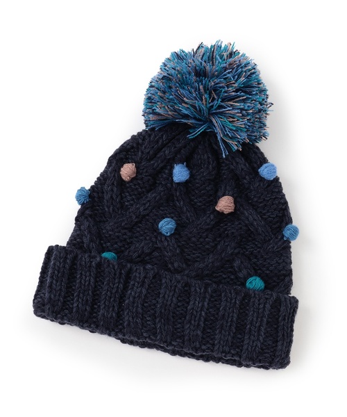 sense of wonder（センスオブワンダー）の「ポコポコニット帽子（ニットキャップ/ビーニー・キッズ・ホワイト系/ネイビー/ブルーグリーン・52-56cm/S(48-52cm)）」の6枚目の写真