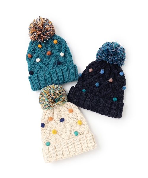 sense of wonder（センスオブワンダー）の「ポコポコニット帽子（ニットキャップ/ビーニー・キッズ・ホワイト系/ネイビー/ブルーグリーン・52-56cm/S(48-52cm)）」の8枚目の写真