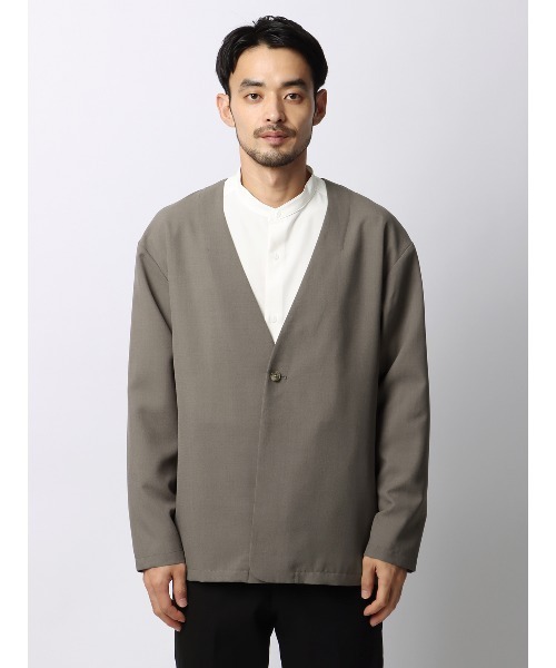 SUIT SQUARE(スーツスクエア)の「カーディガンシャツ 吸水速乾 ストレッチ 防シワ トロピカル 無地(シャツ/ブラウス・メンズ・ブラック系/ベージュ系・LL/L/M/S)」の5枚目の写真