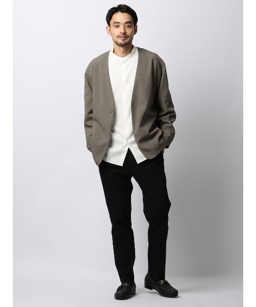SUIT SQUARE(スーツスクエア)の「カーディガンシャツ 吸水速乾 ストレッチ 防シワ トロピカル 無地(シャツ/ブラウス・メンズ・ブラック系/ベージュ系・LL/L/M/S)」の3枚目の写真