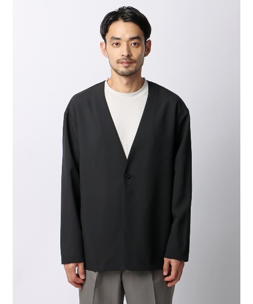 SUIT SQUARE(スーツスクエア)の「カーディガンシャツ 吸水速乾 ストレッチ 防シワ トロピカル 無地(シャツ/ブラウス・メンズ・ブラック系/ベージュ系・LL/L/M/S)」の14枚目の写真