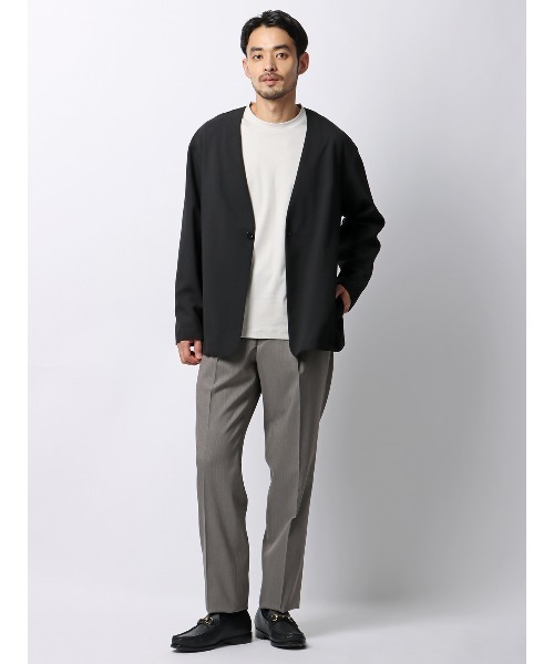 SUIT SQUARE(スーツスクエア)の「カーディガンシャツ 吸水速乾 ストレッチ 防シワ トロピカル 無地(シャツ/ブラウス・メンズ・ブラック系/ベージュ系・LL/L/M/S)」の12枚目の写真