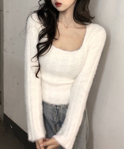 L LABEL（エルラベル）の「ベルスリーブマカロンカラーニット（ニット/セーター・レディース・ピンク/ホワイト/ブラウン/ブルー/グリーン・FREE）」の11枚目の写真