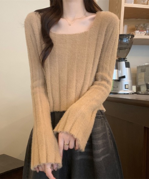 L LABEL（エルラベル）の「ベルスリーブマカロンカラーニット（ニット/セーター・レディース・ピンク/ホワイト/ブラウン/ブルー/グリーン・FREE）」の14枚目の写真