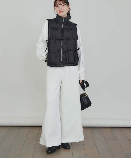 PICCIN（ピッチン）の「リボンダウンベスト（ダウンベスト・レディース・オフホワイト/ブラック・M）」の12枚目の写真