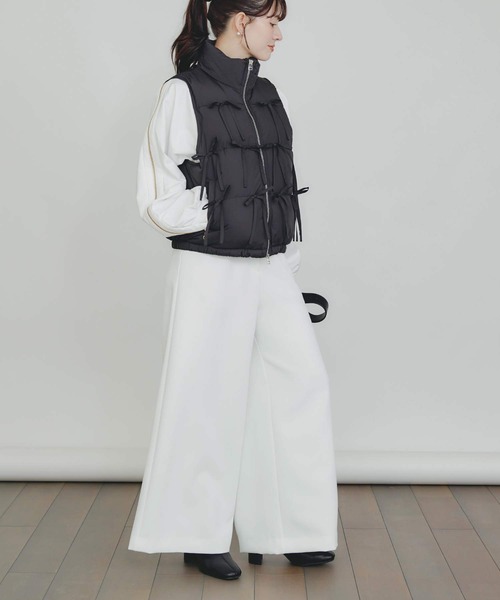 PICCIN（ピッチン）の「リボンダウンベスト（ダウンベスト・レディース・オフホワイト/ブラック・M）」の13枚目の写真