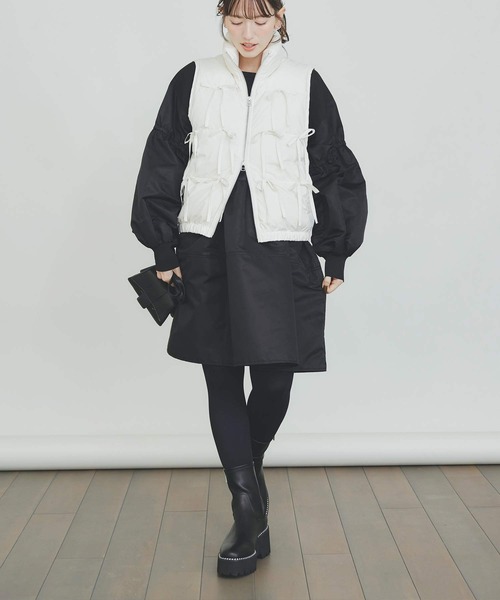 PICCIN（ピッチン）の「リボンダウンベスト（ダウンベスト・レディース・オフホワイト/ブラック・M）」の17枚目の写真