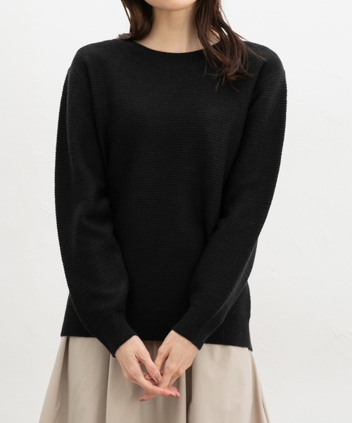 Honeys(ハニーズ)の「【ハニぽか・ダイナホット・ウォッシャブル】あったかクルーニット(ニット/セーター・レディース・ライトグリーン/パープル/アイボリー/ブラック/杢グレー・LL/M/L/S)」の3枚目の写真