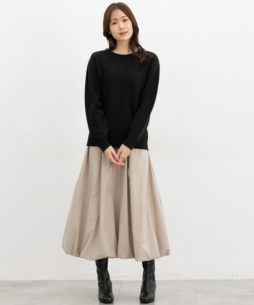 Honeys(ハニーズ)の「【ハニぽか・ダイナホット・ウォッシャブル】あったかクルーニット(ニット/セーター・レディース・ライトグリーン/パープル/アイボリー/ブラック/杢グレー・LL/M/L/S)」の10枚目の写真