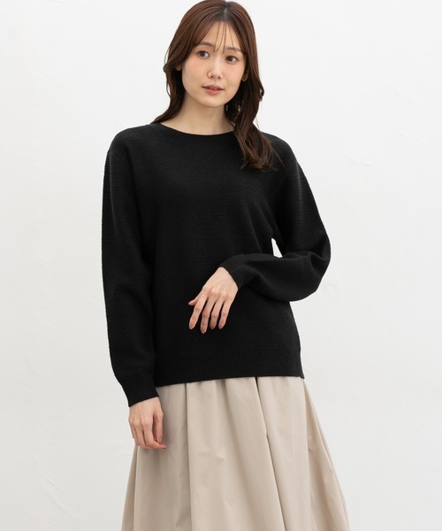 Honeys(ハニーズ)の「【ハニぽか・ダイナホット・ウォッシャブル】あったかクルーニット(ニット/セーター・レディース・ライトグリーン/パープル/アイボリー/ブラック/杢グレー・LL/M/L/S)」の11枚目の写真