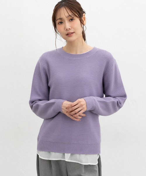 Honeys(ハニーズ)の「【ハニぽか・ダイナホット・ウォッシャブル】あったかクルーニット(ニット/セーター・レディース・ライトグリーン/パープル/アイボリー/ブラック/杢グレー・LL/M/L/S)」の14枚目の写真