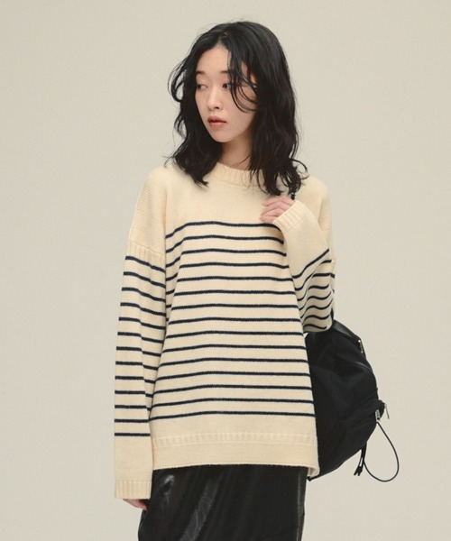 JEANASIS(ジーナシス)の「【eL】5G Guernsey Pullover/588094(ニット/セーター・レディース・ホワイト系その他/レッド/グレー・FREE)」の2枚目の写真