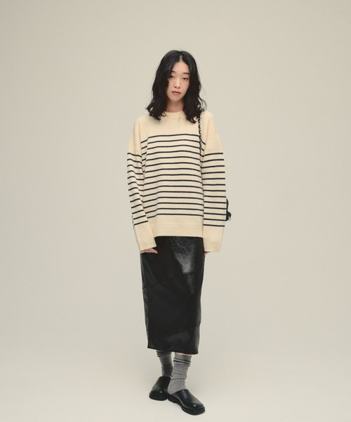 JEANASIS(ジーナシス)の「【eL】5G Guernsey Pullover/588094(ニット/セーター・レディース・ホワイト系その他/レッド/グレー・FREE)」の4枚目の写真