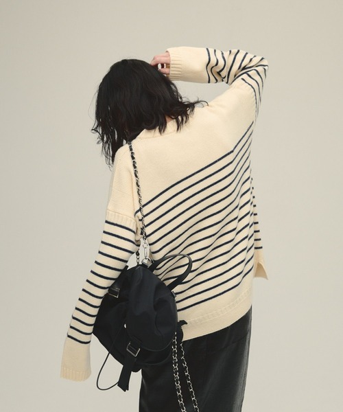JEANASIS(ジーナシス)の「【eL】5G Guernsey Pullover/588094(ニット/セーター・レディース・ホワイト系その他/レッド/グレー・FREE)」の8枚目の写真