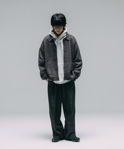 Firsthand（ファーストハンド）の「Firsthand/ファーストハンド 配色 ハンド ステッチ ニットジャケット / ニットカーディガン（カーディガン/ボレロ・メンズ・ネイビー/ブラック/グレー・L/M）」の7枚目の写真