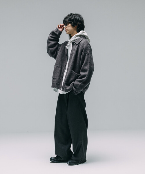 Firsthand（ファーストハンド）の「Firsthand/ファーストハンド 配色 ハンド ステッチ ニットジャケット / ニットカーディガン（カーディガン/ボレロ・メンズ・ネイビー/ブラック/グレー・L/M）」の8枚目の写真