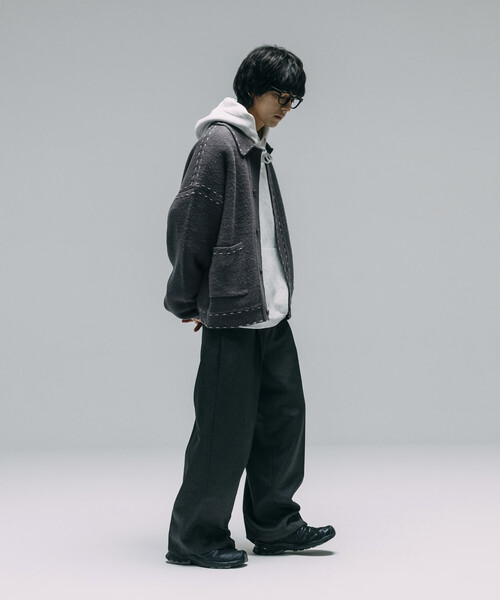 Firsthand/ファーストハンド 配色 ハンド ステッチ ニットジャケット