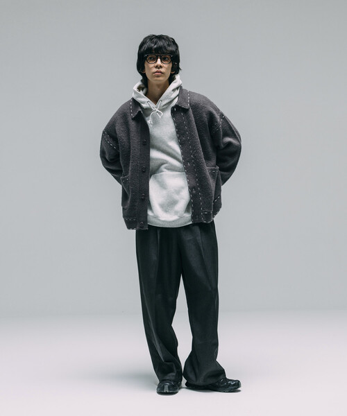 Firsthand（ファーストハンド）の「Firsthand/ファーストハンド 配色 ハンド ステッチ ニットジャケット / ニットカーディガン（カーディガン/ボレロ・メンズ・ネイビー/ブラック/グレー・L/M）」の11枚目の写真