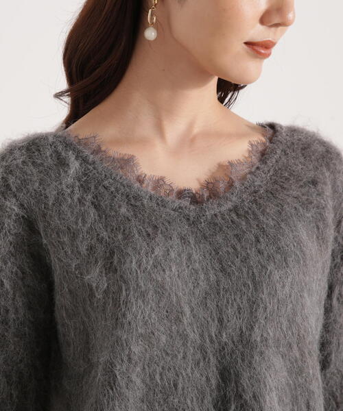 PROPORTION BODY DRESSING(プロポーションボディドレッシング)の「襟元レースニットトップ / 1215270121(ニット/セーター・レディース・ダークグレー/ピンク/ホワイト・FREE)」の18枚目の写真