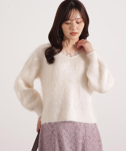 PROPORTION BODY DRESSING(プロポーションボディドレッシング)の「襟元レースニットトップ / 1215270121(ニット/セーター・レディース・ダークグレー/ピンク/ホワイト・FREE)」の22枚目の写真