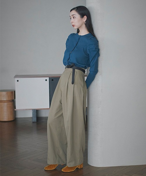 studio CLIP（スタディオクリップ）の「【daily CLIP】バックベルトパンツ（スラックス・レディース・ブラウン/カーキ・FREE）」の3枚目の写真