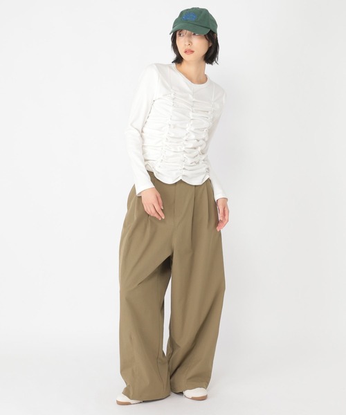 studio CLIP（スタディオクリップ）の「【daily CLIP】バックベルトパンツ（スラックス・レディース・ブラウン/カーキ・FREE）」の7枚目の写真