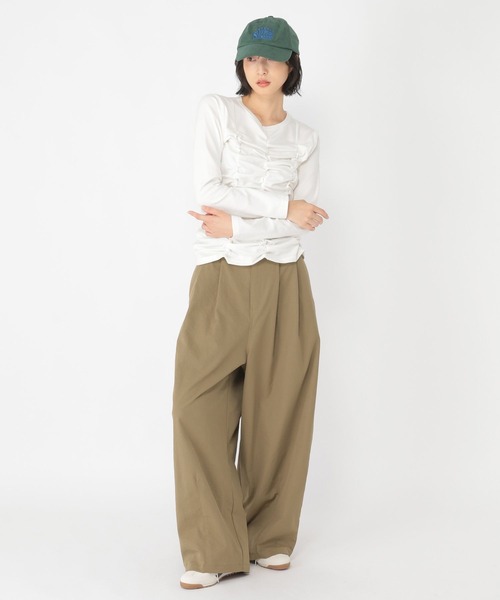 studio CLIP（スタディオクリップ）の「【daily CLIP】バックベルトパンツ（スラックス・レディース・ブラウン/カーキ・FREE）」の8枚目の写真