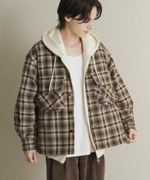 SENSE OF PLACE by URBAN RESEARCH（センスオブプレイスバイアーバンリサーチ）の「ヘビーネルチェックシャツジャケット（その他アウター・メンズ・ネイビー/ブラウン・MEDIUM/LARGE）」の2枚目の写真