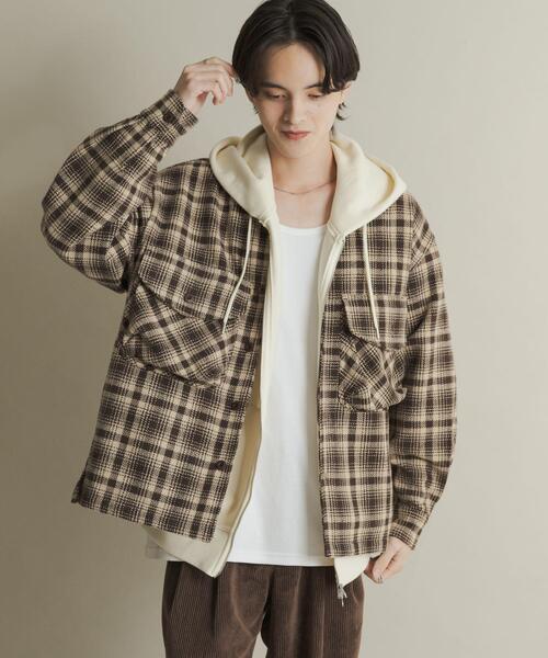 SENSE OF PLACE by URBAN RESEARCH（センスオブプレイスバイアーバンリサーチ）の「ヘビーネルチェックシャツジャケット（その他アウター・メンズ・ネイビー/ブラウン・MEDIUM/LARGE）」の12枚目の写真