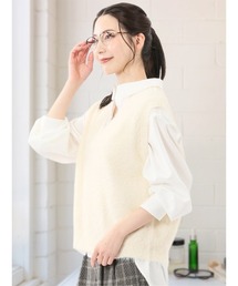 m.f.editorial（エムエフエディトリアル）の「【ハンドウォッシャブル】m.f.エディトリアルレディース フェザー Vネック ニットベスト（ベスト）」