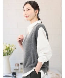 【ハンドウォッシャブル】m.f.エディトリアルレディース フェザー Vネック ニットベスト