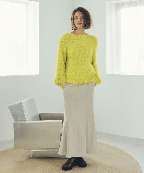 Editt by YECCA VECCA（エディットバイイェッカヴェッカ）の「フェザーMIXロービングニット（ニット/セーター・レディース・グレー/チャコールグレー/オレンジ/グリーン系その他3・FREE）」の9枚目の写真