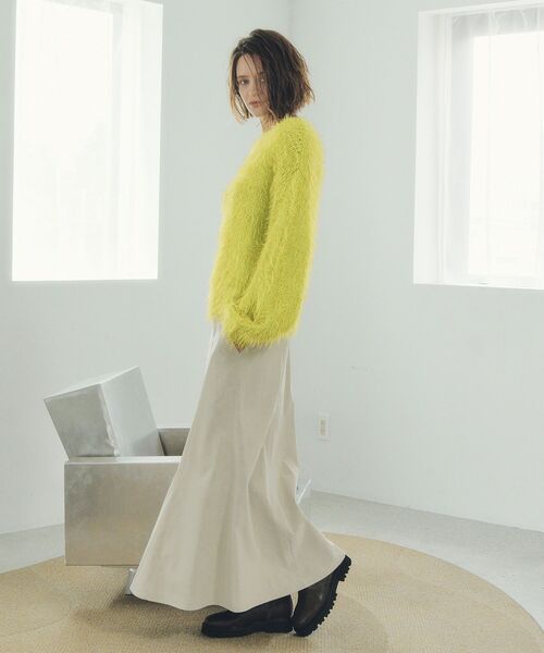 Editt by YECCA VECCA（エディットバイイェッカヴェッカ）の「フェザーMIXロービングニット（ニット/セーター・レディース・グレー/チャコールグレー/オレンジ/グリーン系その他3・FREE）」の10枚目の写真