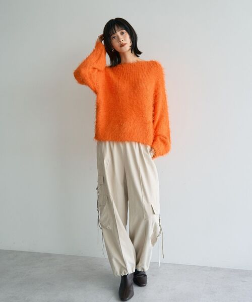 Editt by YECCA VECCA（エディットバイイェッカヴェッカ）の「フェザーMIXロービングニット（ニット/セーター・レディース・グレー/チャコールグレー/オレンジ/グリーン系その他3・FREE）」の18枚目の写真